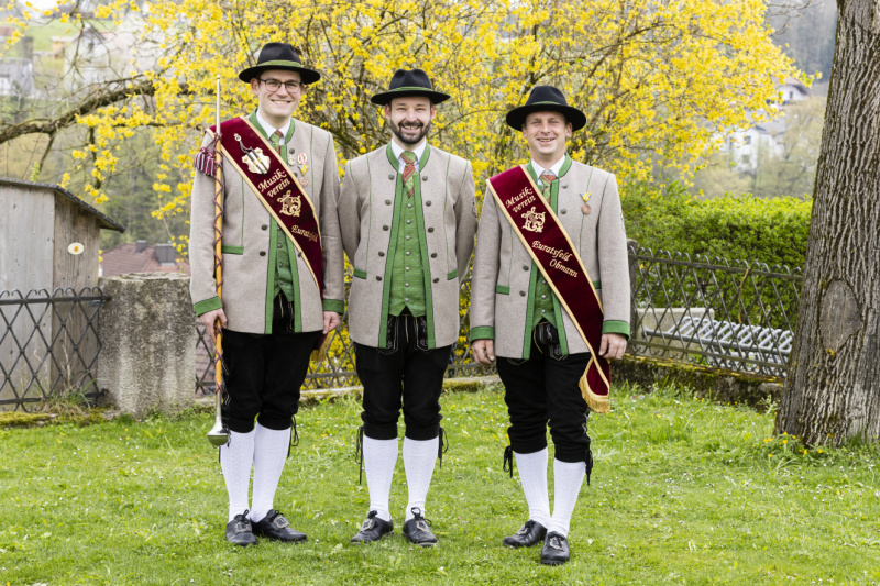 Stabführer Peter Osanger, Kapellmeister David Rücklinger & Obmann Patrick Bogenreither